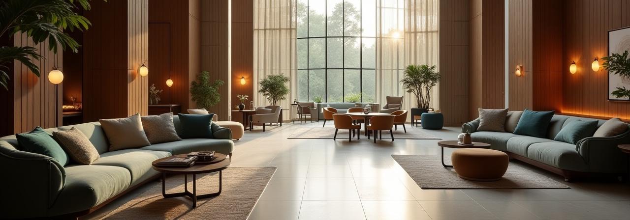 Luxurious hotel lounge showcasing bespoke craftsmanship